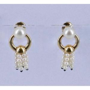 Boucles d'Oreilles Cartier En Or Et Perles