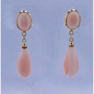 Coral Peach Gold Drop Earrings 