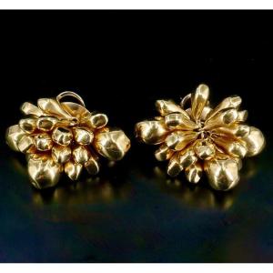 Yellow Gold "clusters" Ear Clips 