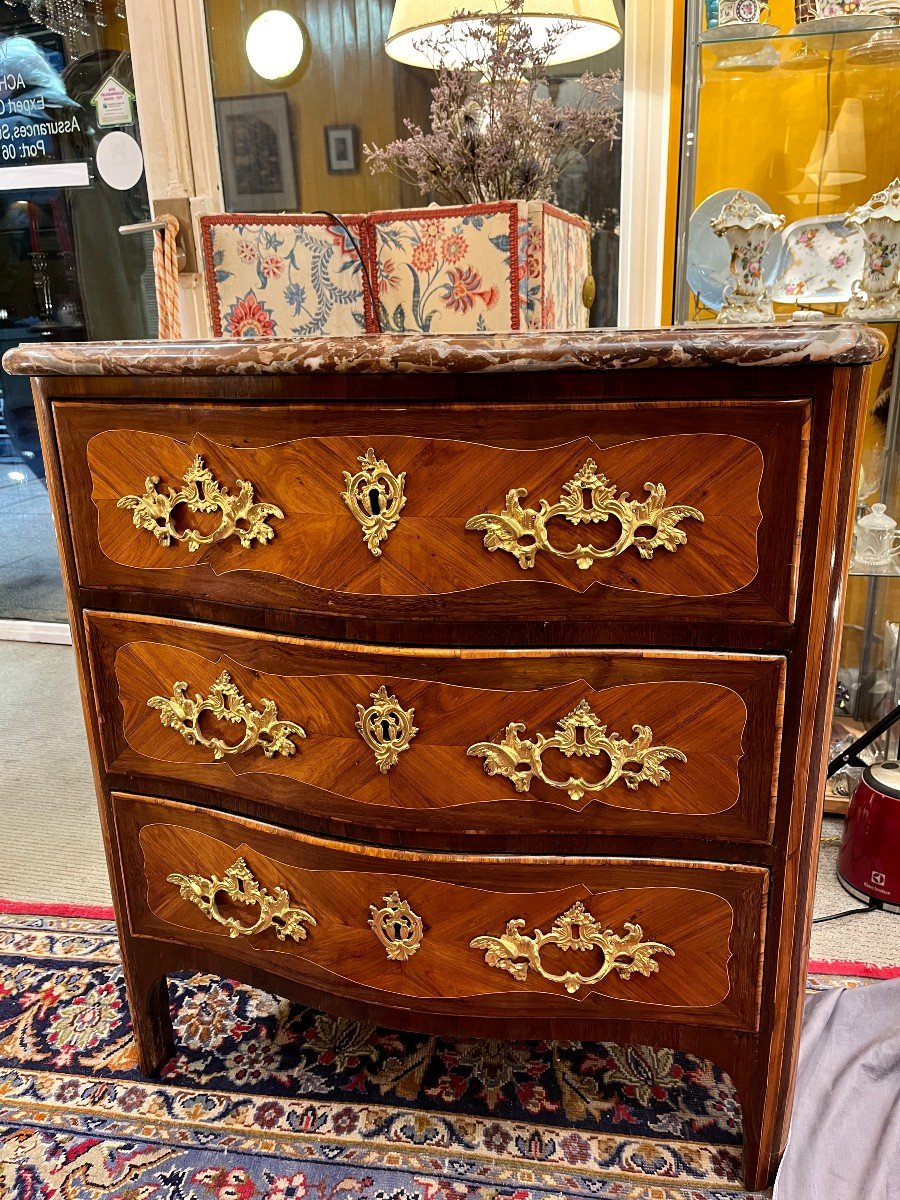 Small Commode In Marquetry, Regence Period-photo-4