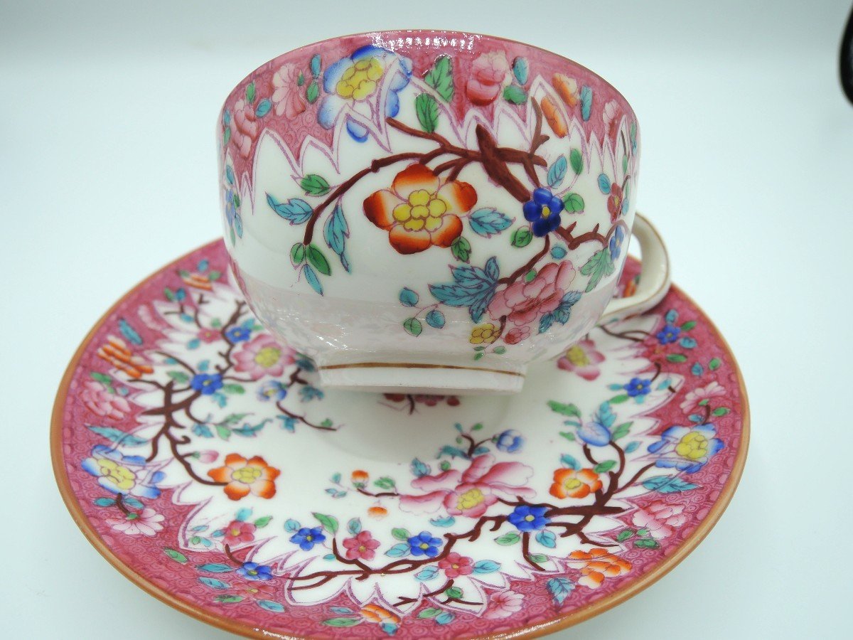 Minton. Set Of 6 Porcelain Tea Cups. Period XIXth Century-photo-4