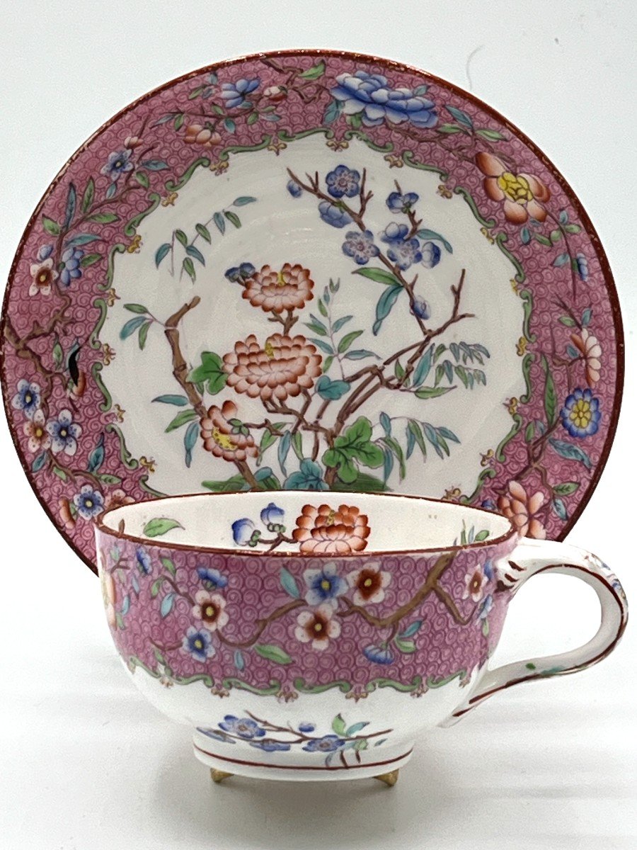 Minton . Ensemble De Quatre Tasses à Thé En Porcelaine anglaise. Epoque XIXè Siècle-photo-4