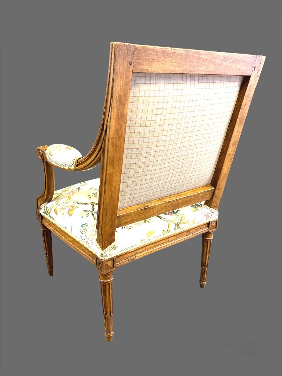 Série De Quatre Fauteuils Epoque Louis XVI. Estampillés PLUVINET.-photo-7