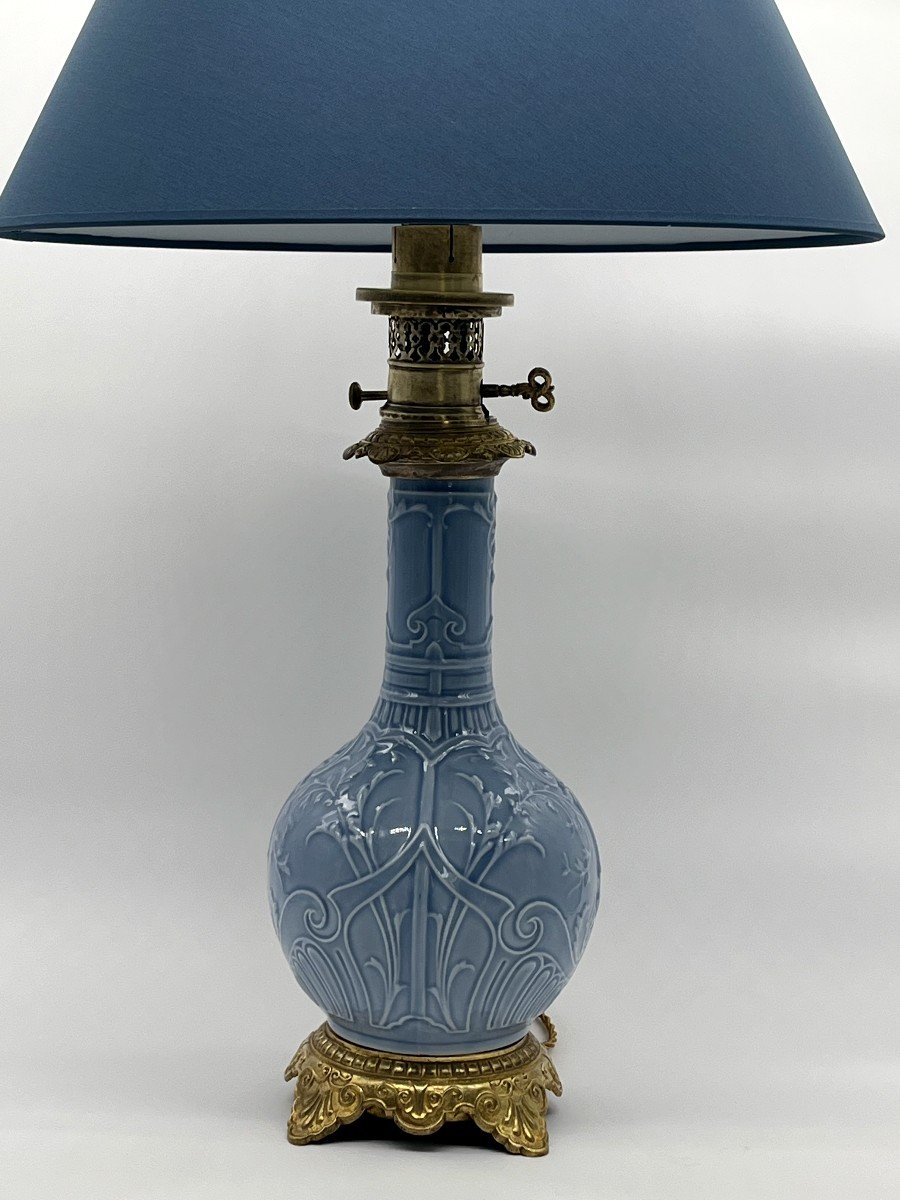 Pair Of Porcelain Lamps. Late 19th Century Period-photo-2