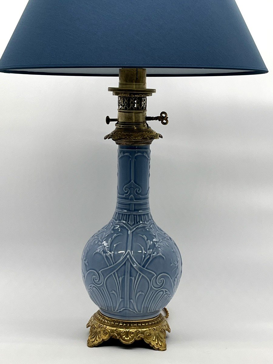 Pair Of Porcelain Lamps. Late 19th Century Period-photo-5