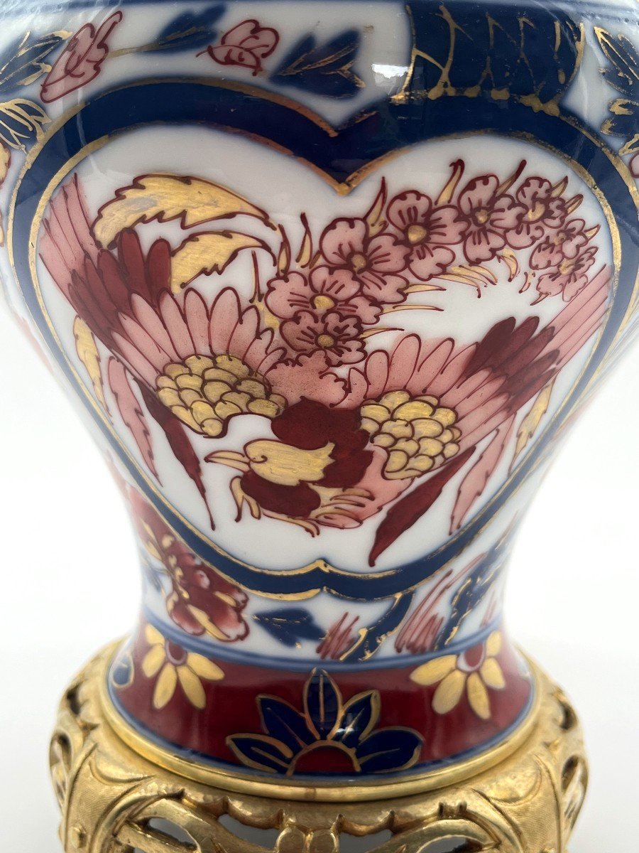 Paire De Lampes En Porcelaine Imari. Epoque Fin XIXè Siècle-photo-3