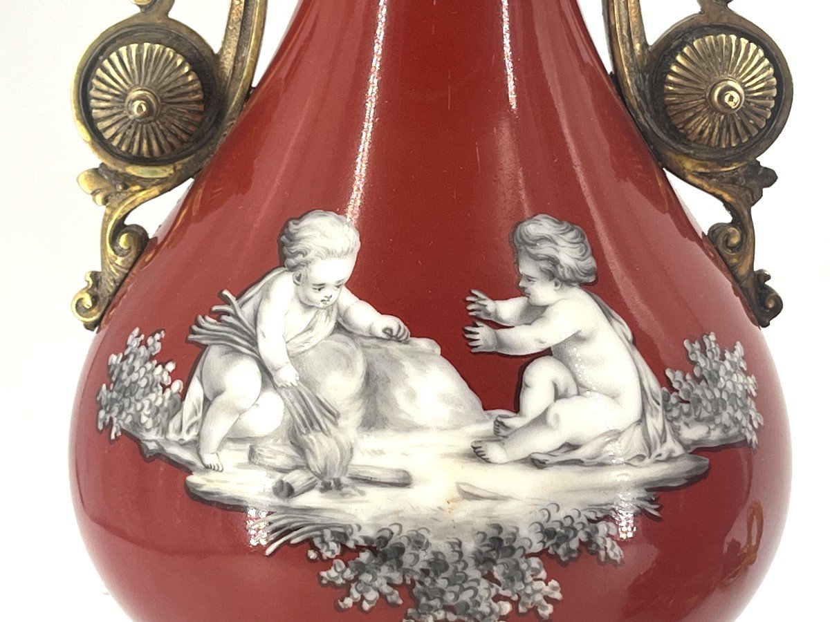 Pair Of Lamps, Decorated With Cherubs In Grisaille. Napoleon III Period-photo-2