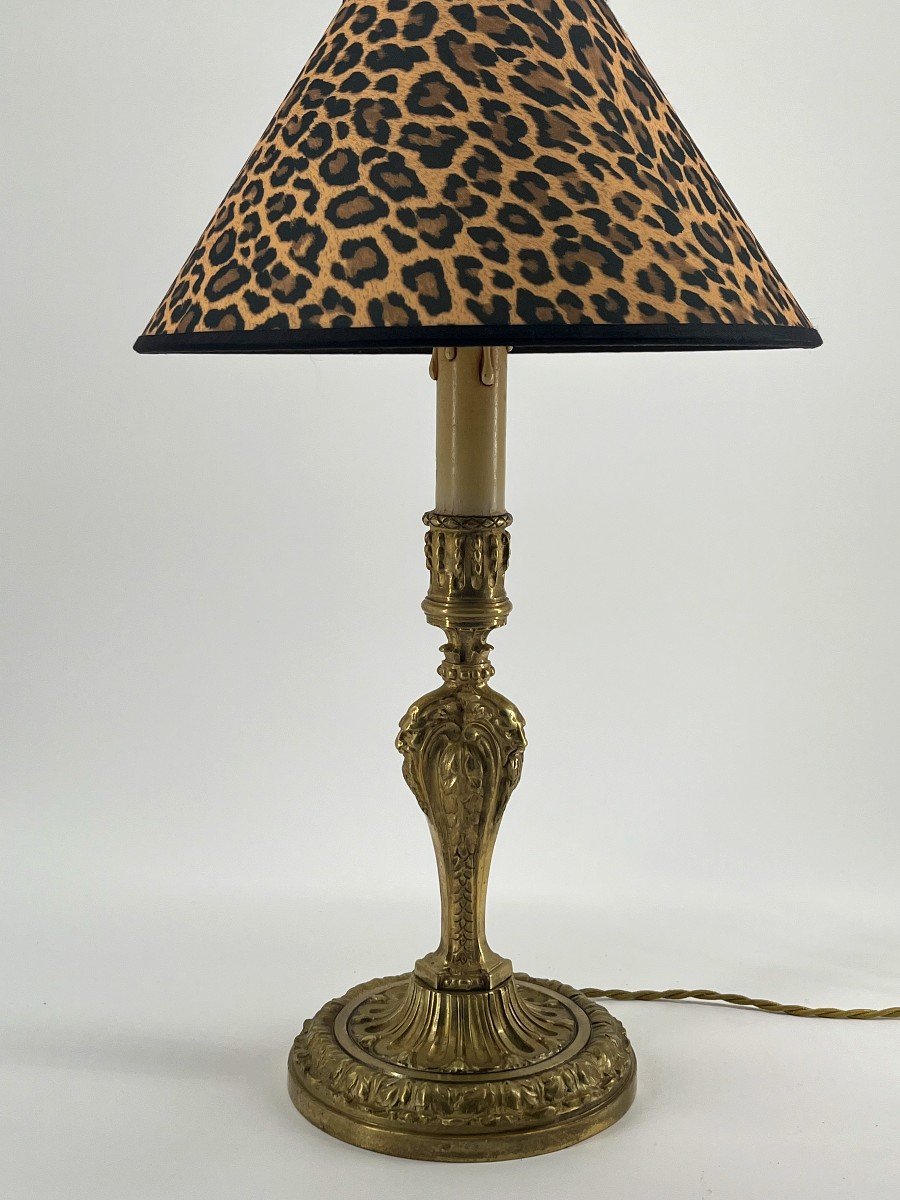 Torch Mounted As A Lamp, In Gilt Bronze. Regency Style. -photo-2