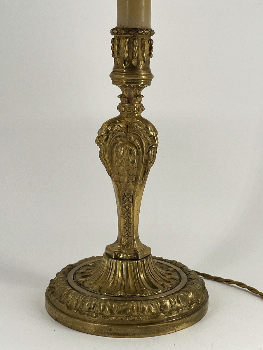 Torch Mounted As A Lamp, In Gilt Bronze. Regency Style. -photo-3