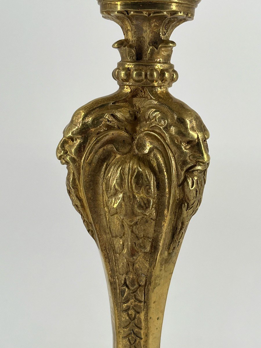 Torch Mounted As A Lamp, In Gilt Bronze. Regency Style. -photo-4