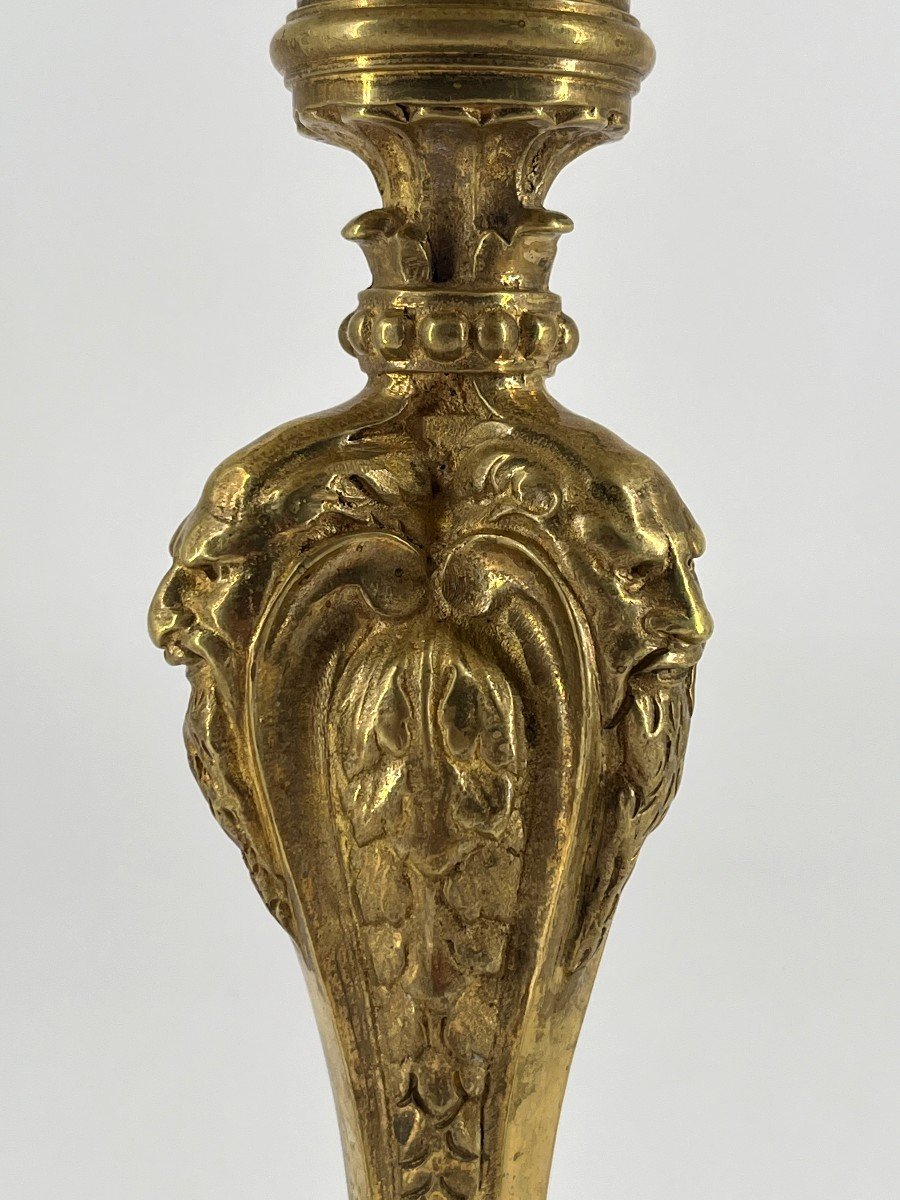 Torch Mounted As A Lamp, In Gilt Bronze. Regency Style. -photo-1