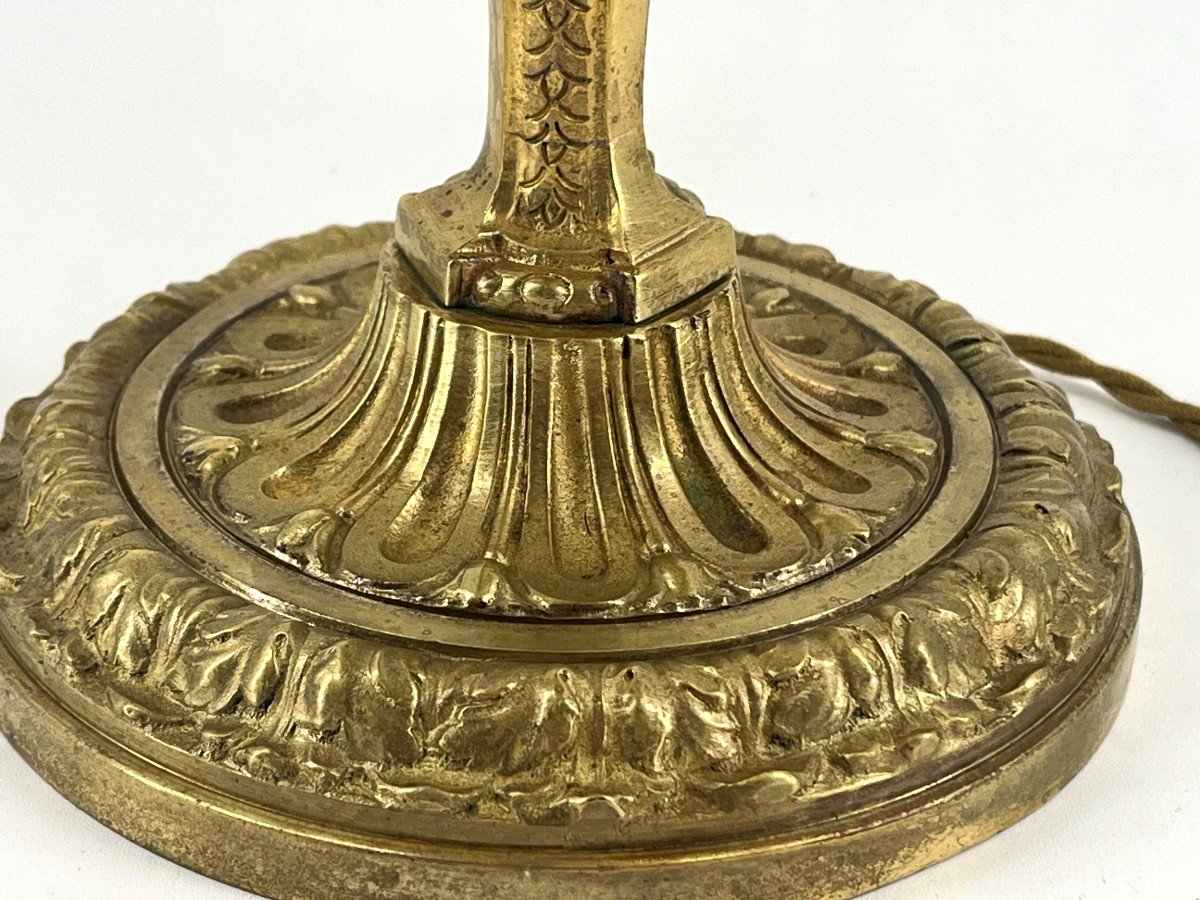 Torch Mounted As A Lamp, In Gilt Bronze. Regency Style. -photo-5