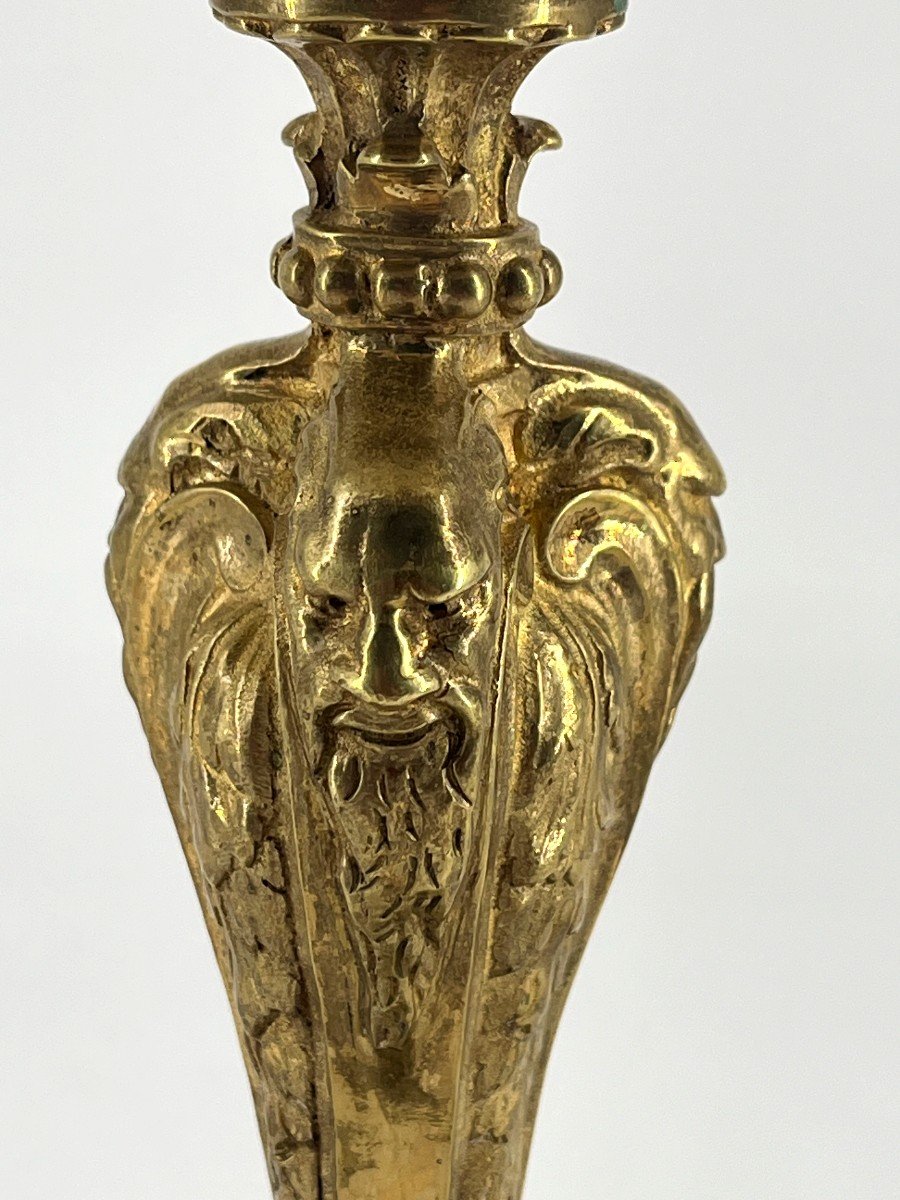 Torch Mounted As A Lamp, In Gilt Bronze. Regency Style. -photo-7