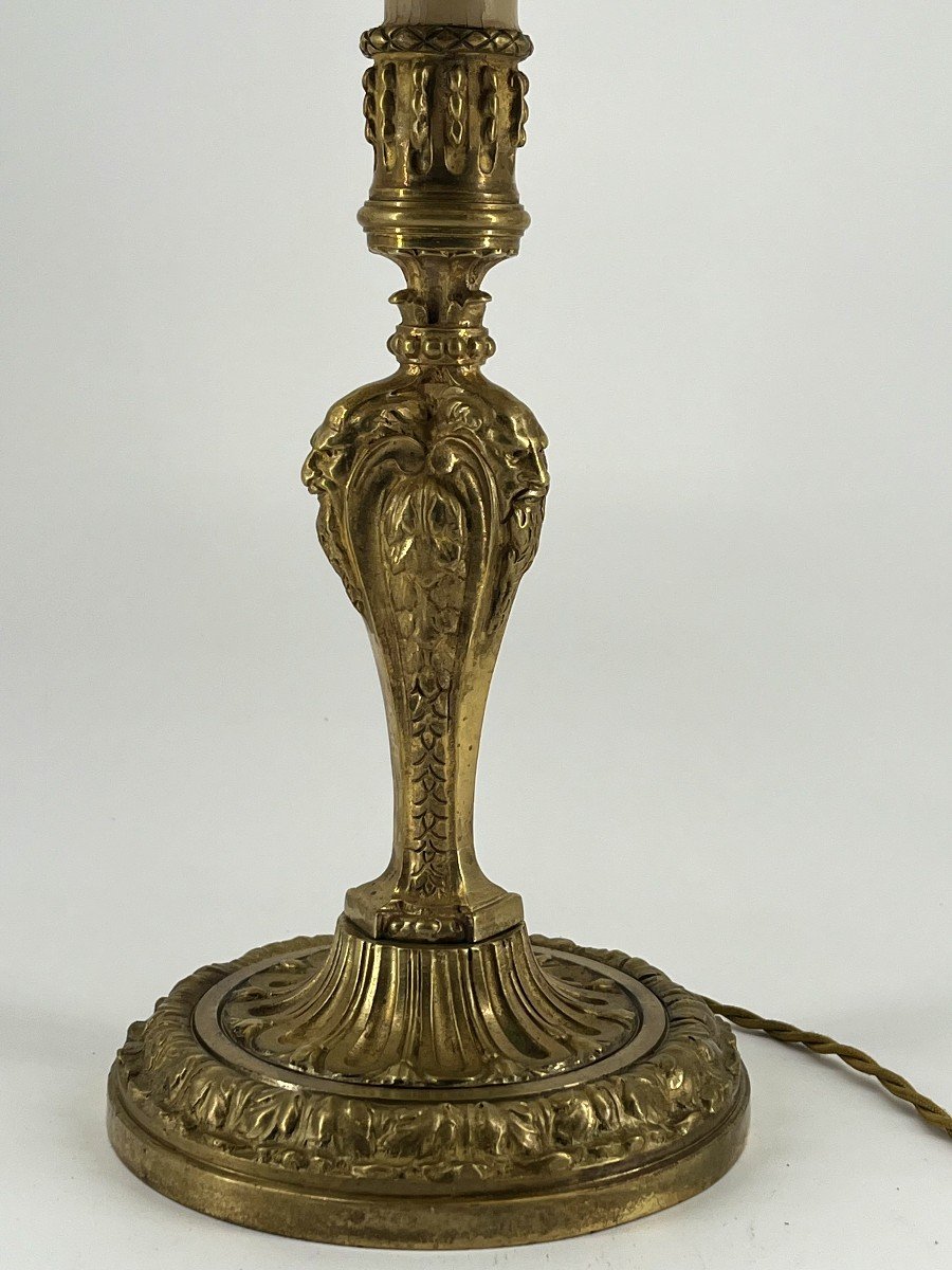 Torch Mounted As A Lamp, In Gilt Bronze. Regency Style. 