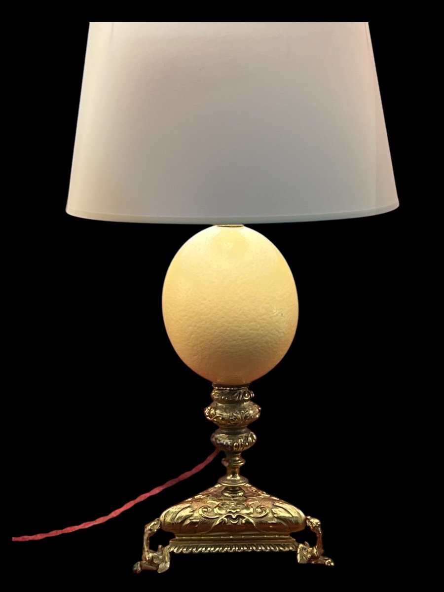 Pair Of Lamps, Ostrich Egg.-photo-3