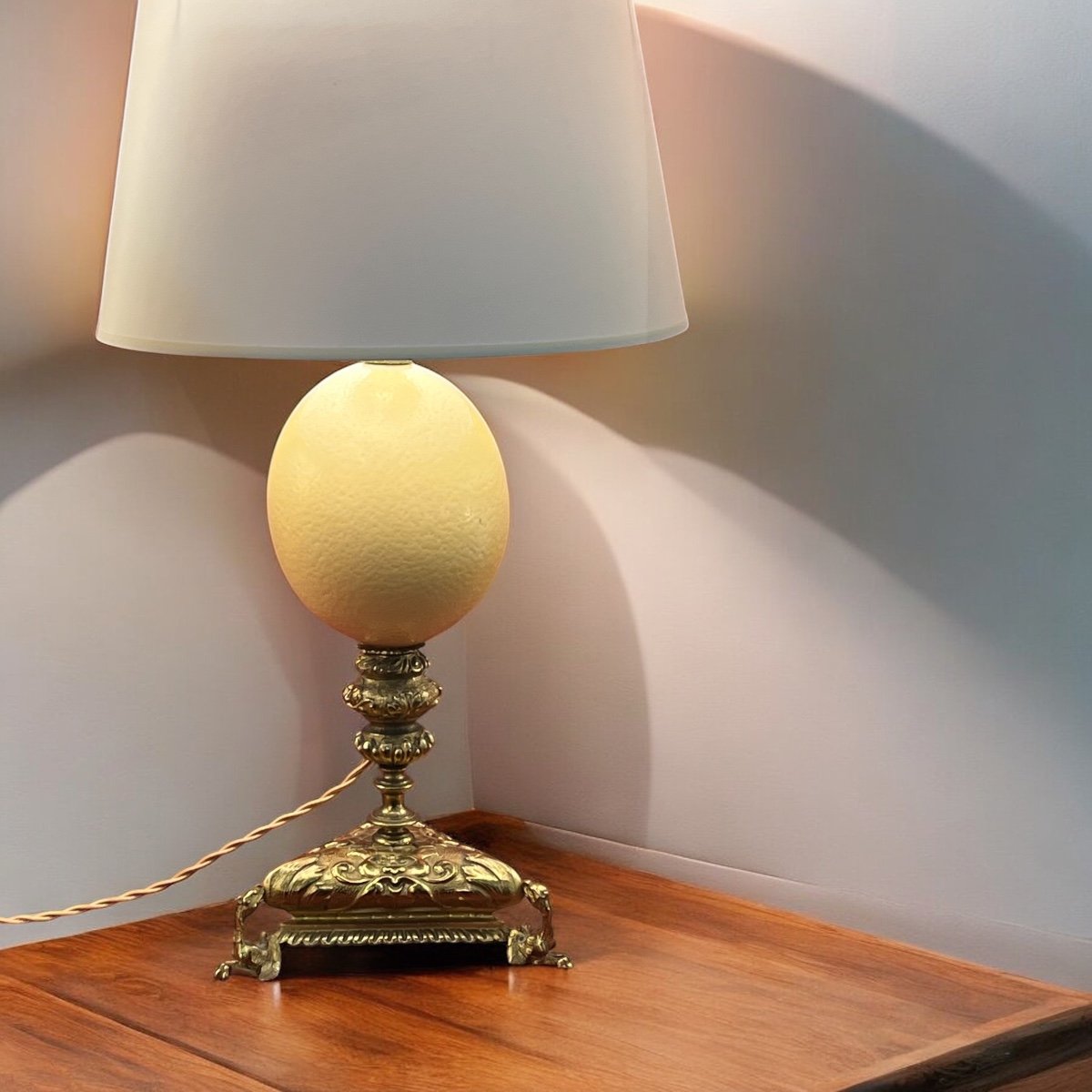 Pair Of Lamps, Ostrich Egg.-photo-4