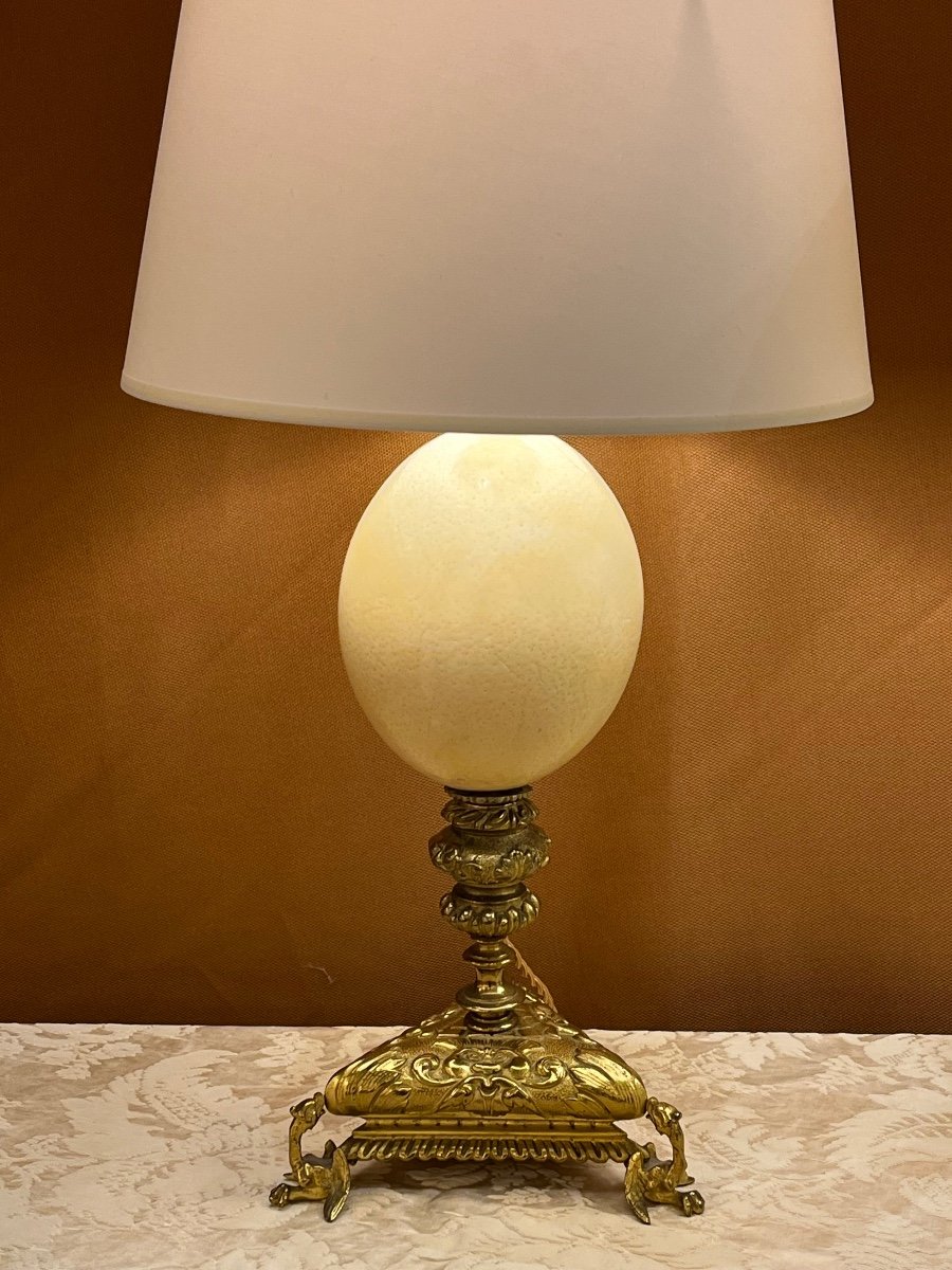 Pair Of Lamps, Ostrich Egg.-photo-1