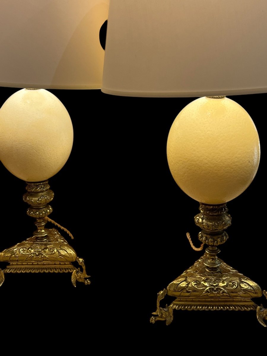 Pair Of Lamps, Ostrich Egg.