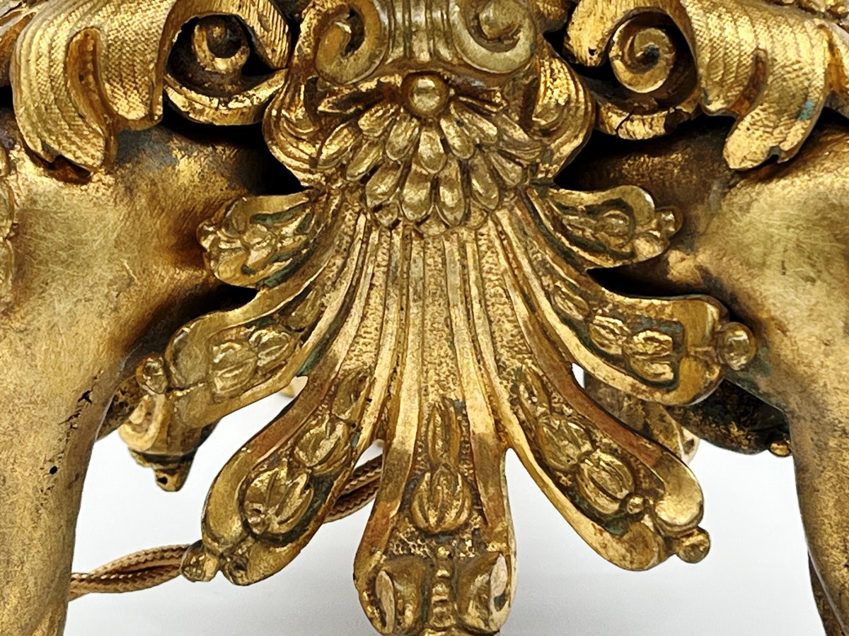 Flambeau Aux Sphinges, In Gilt Bronze. Napoleon III Period. Mounted As A Lamp-photo-4