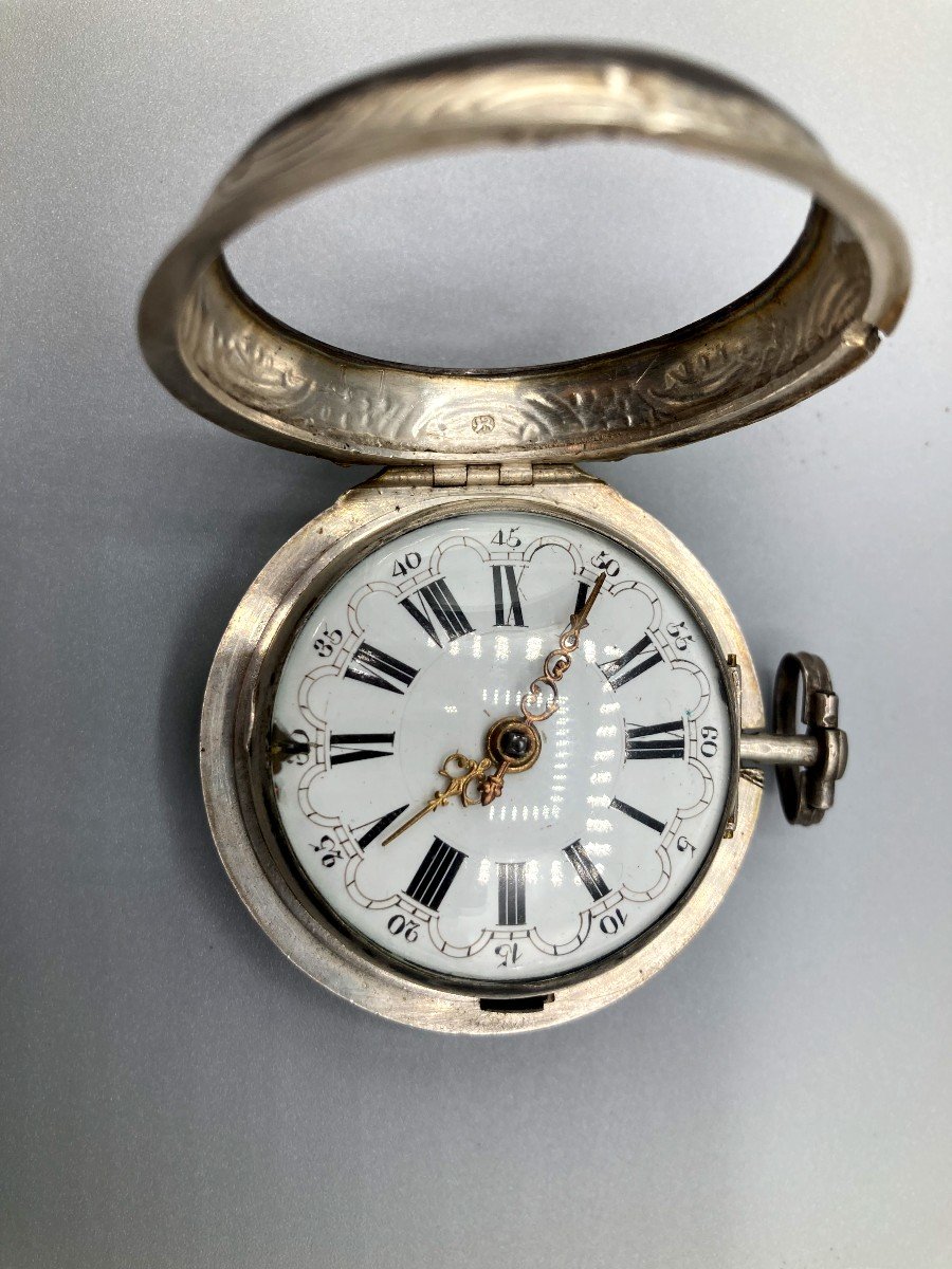 Silver Rooster Watch. 18th Century Period-photo-1