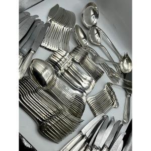 Ravinet d'Enfert. Large Silver Metal Cutlery Set. 102 Pieces 