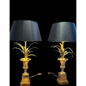 Charles . Pair Of Palmier Lamps. 70's