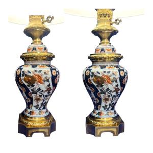 Attribué à Bayeux. Paire De Lampes En Porcelaine. Epoque Napoléon III