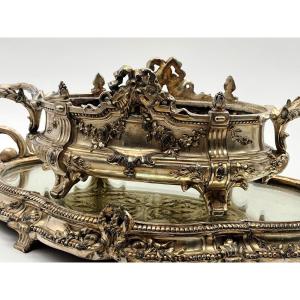 Table Centerpiece In Silver-plated Bronze. Louis XVI Style. 19th Century Period