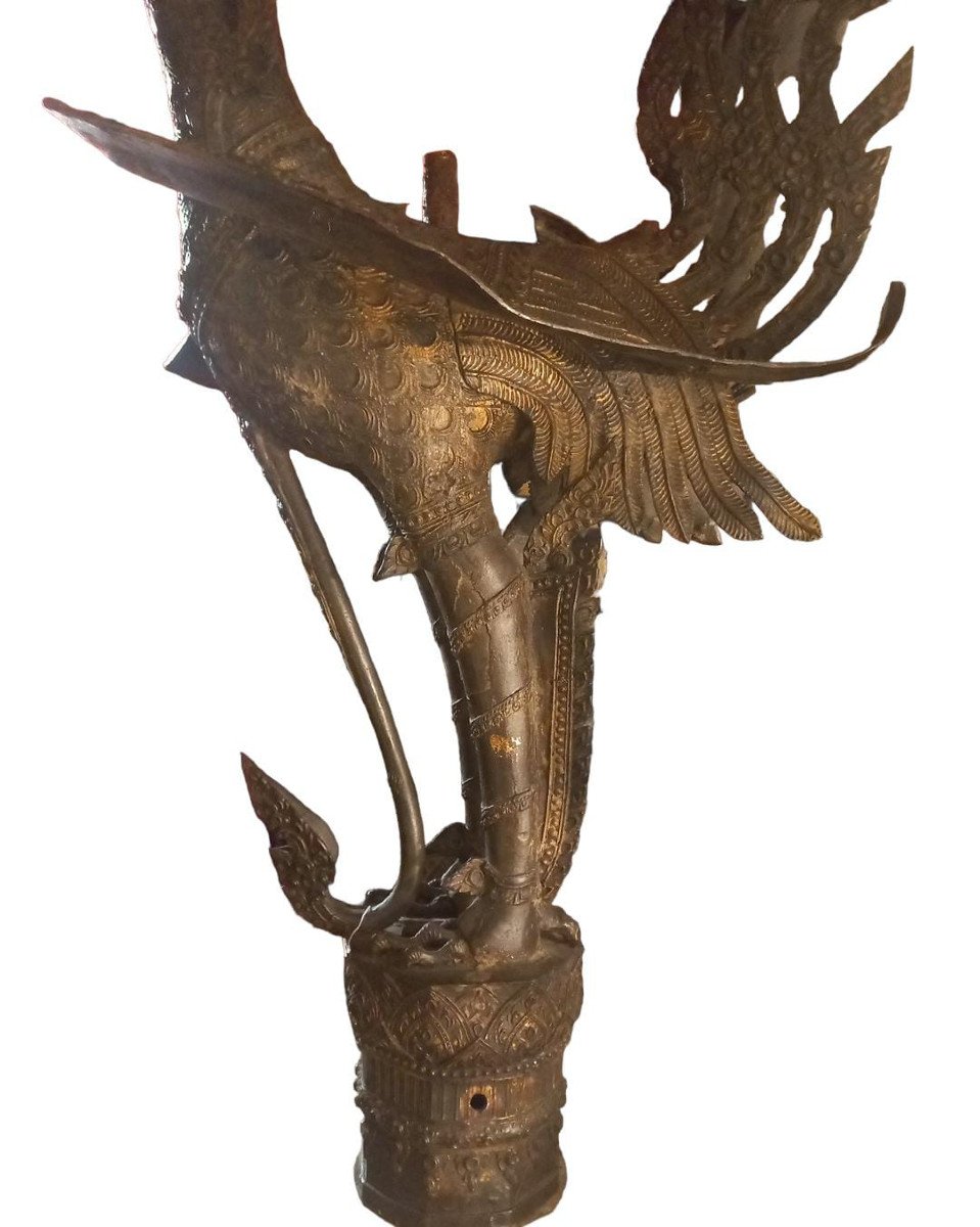 Sculpture Orientale Représentant Un Cygne En Bronze-photo-2