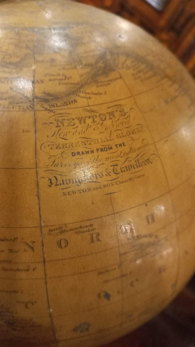 Paire De Globes De Table d'époque Victorienne, Globe Céleste Et Globe Terrestre-photo-2