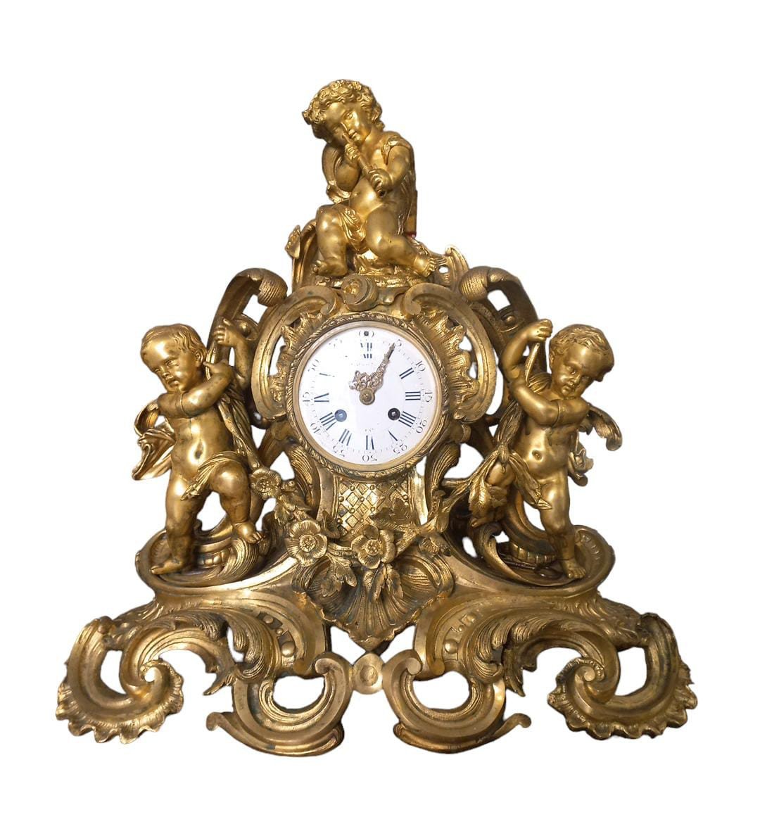 Gilded And Chiselled Bronze Table Clock