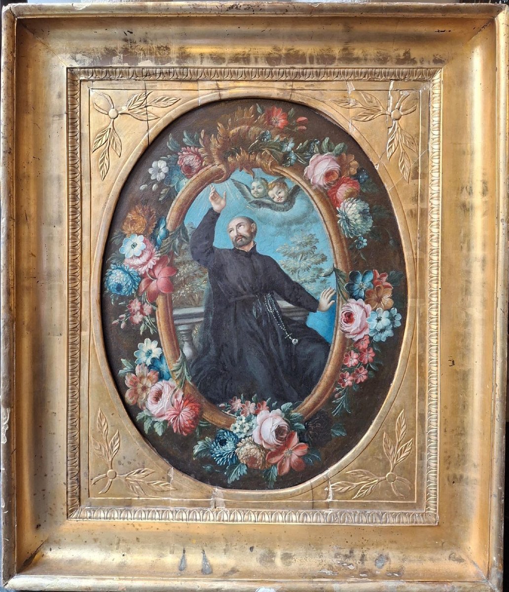 Saint Ignace De Loyola, Huile Sur Ardoise