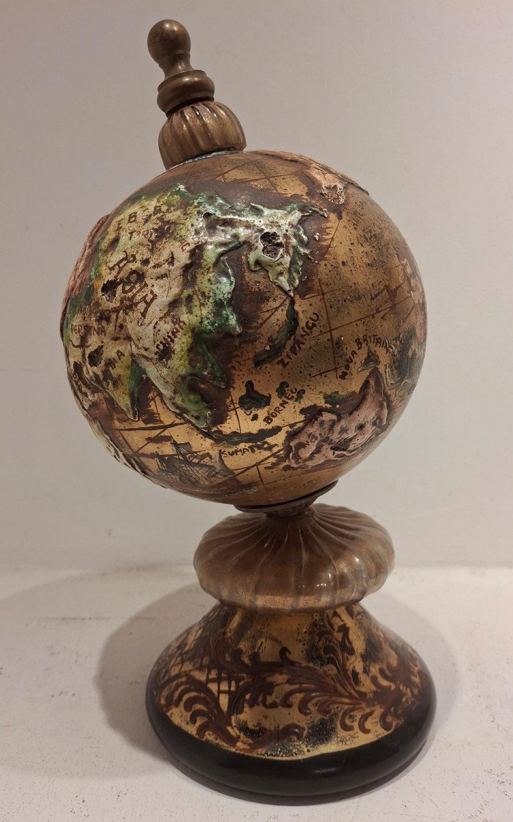 Globe En Verre De Murano, émaillé, Peint Et Doré-photo-1