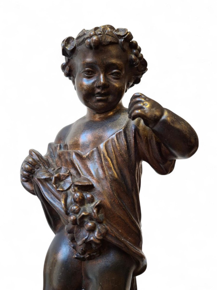 Pair Of Chiseled Bronze Putti-photo-2