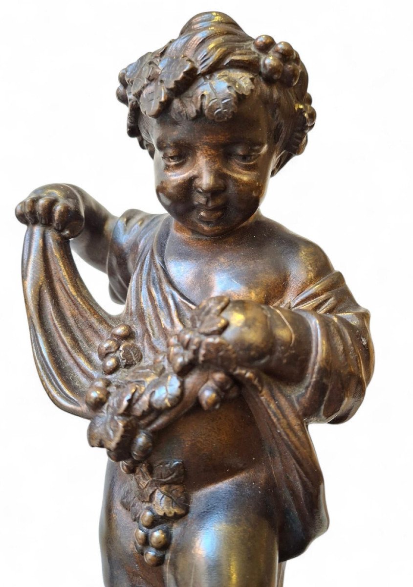 Pair Of Chiseled Bronze Putti-photo-3