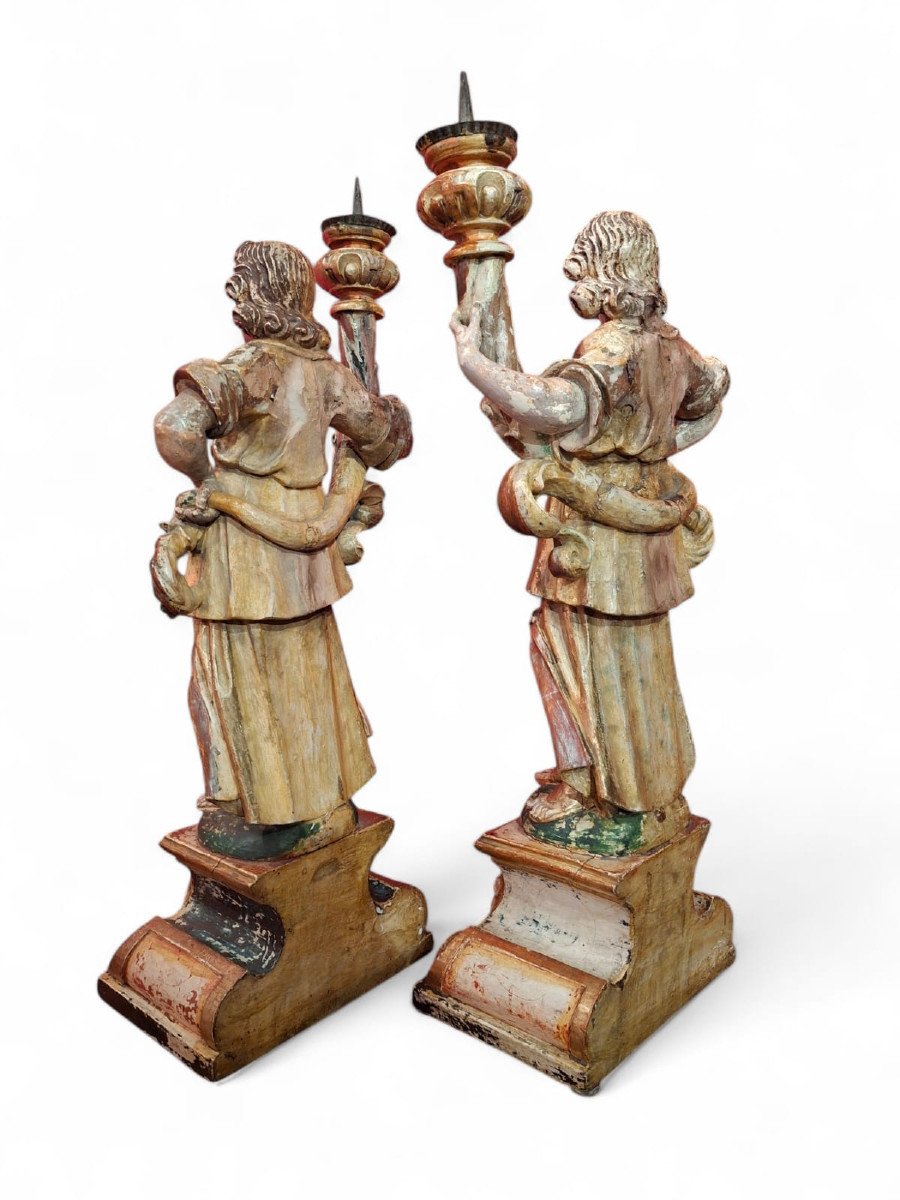 Pair Of Candle-holding Angels With Horn Of Plenty-photo-1