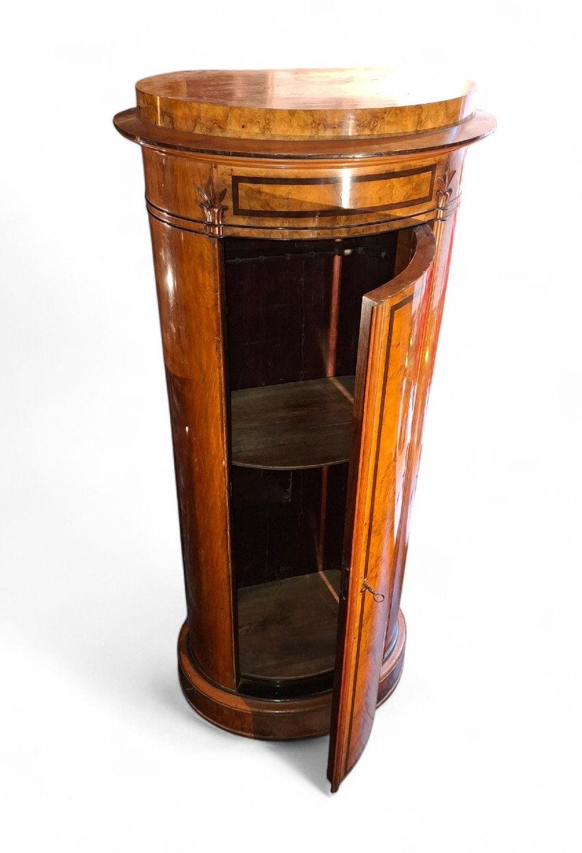 Victorian Oval Walnut Burl Bar Cabinet-photo-2