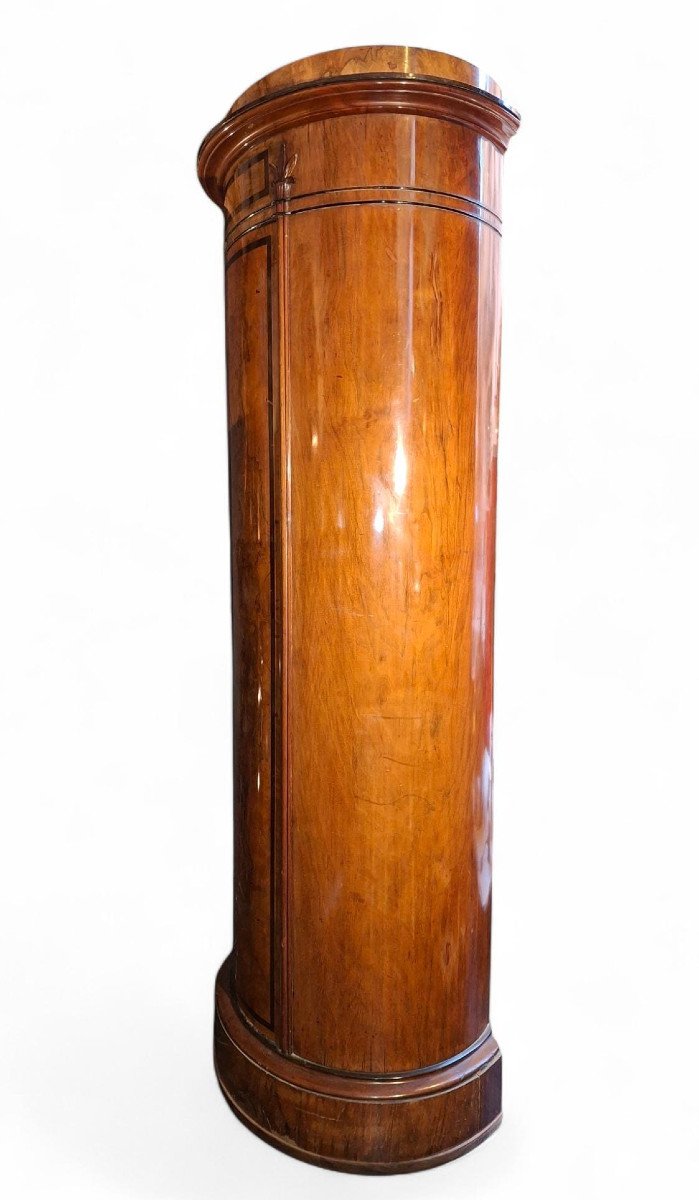 Victorian Oval Walnut Burl Bar Cabinet-photo-4