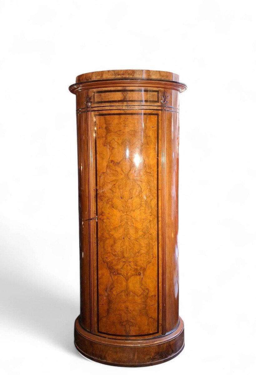 Victorian Oval Walnut Burl Bar Cabinet