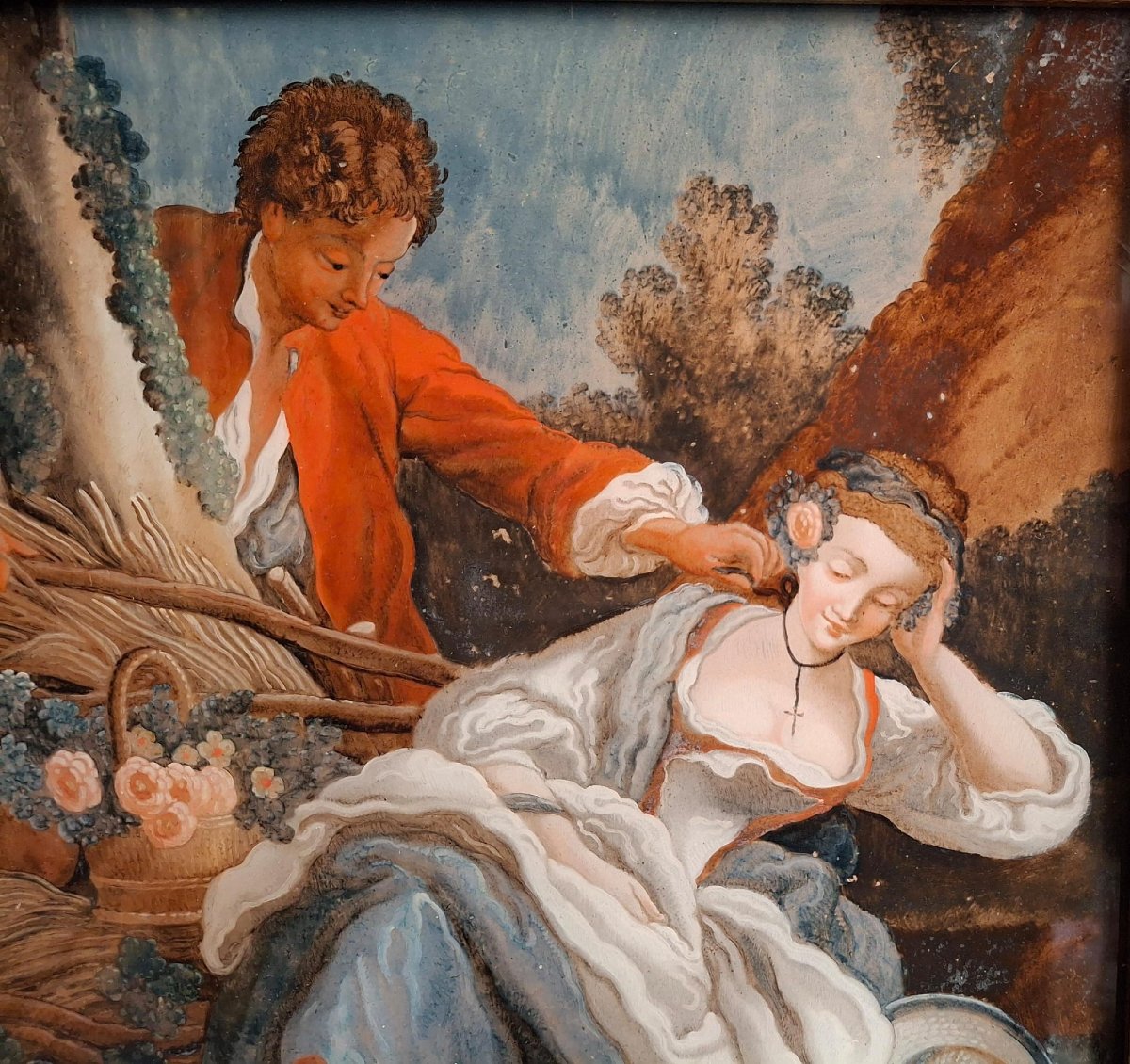 Sommeil Interrompu, Peinture à l'Huile Sous Verre-photo-2