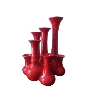 Vase En Terre Cuite Vernissée Rouge, Monobloc