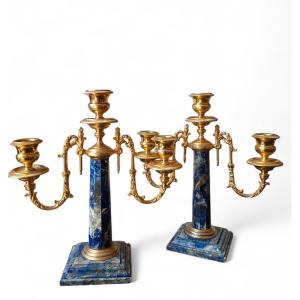 Pair Of Small Gilded Silver Candlesticks 