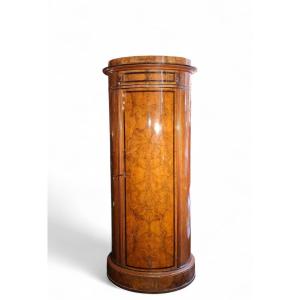 Victorian Oval Walnut Burl Bar Cabinet