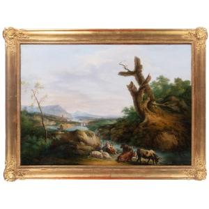 Painting Depicting A Bucolic Landscape