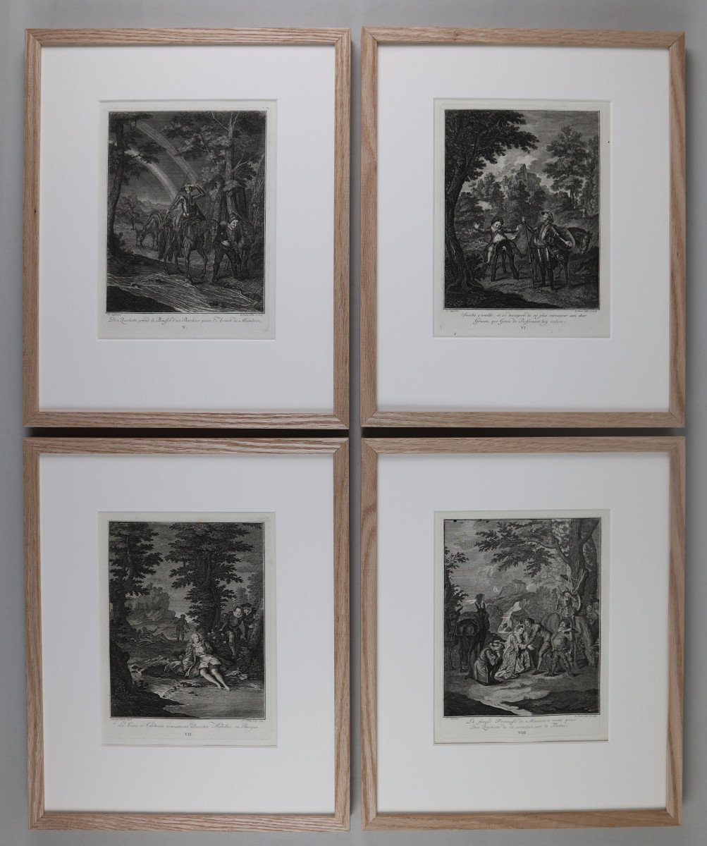 Don Quixote Suite Of 31 Engravings By Charles Coypel, 18th Century, In A Modern Frame-photo-4