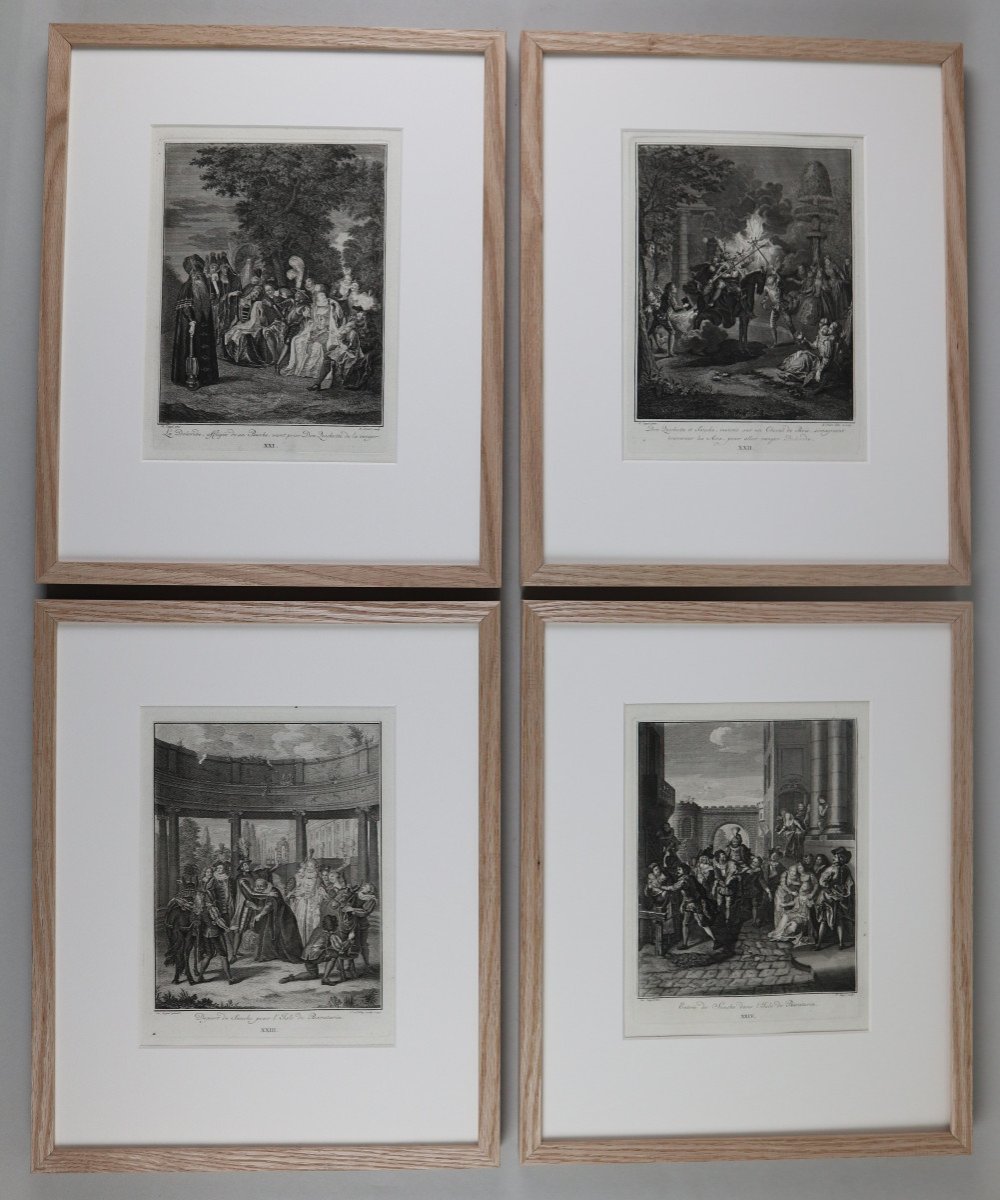 Don Quixote Suite Of 31 Engravings By Charles Coypel, 18th Century, In A Modern Frame-photo-4