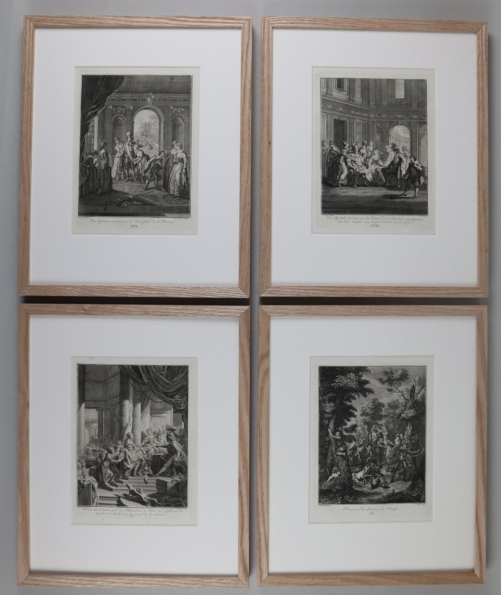 Don Quixote Suite Of 31 Engravings By Charles Coypel, 18th Century, In A Modern Frame-photo-5