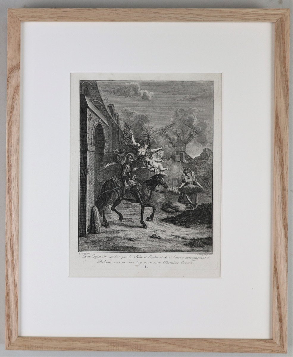 Don Quixote Suite Of 31 Engravings By Charles Coypel, 18th Century, In A Modern Frame-photo-6