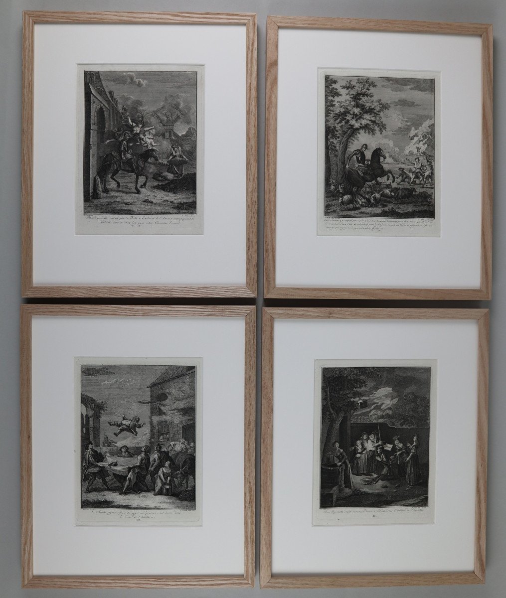 Don Quixote Suite Of 31 Engravings By Charles Coypel, 18th Century, In A Modern Frame