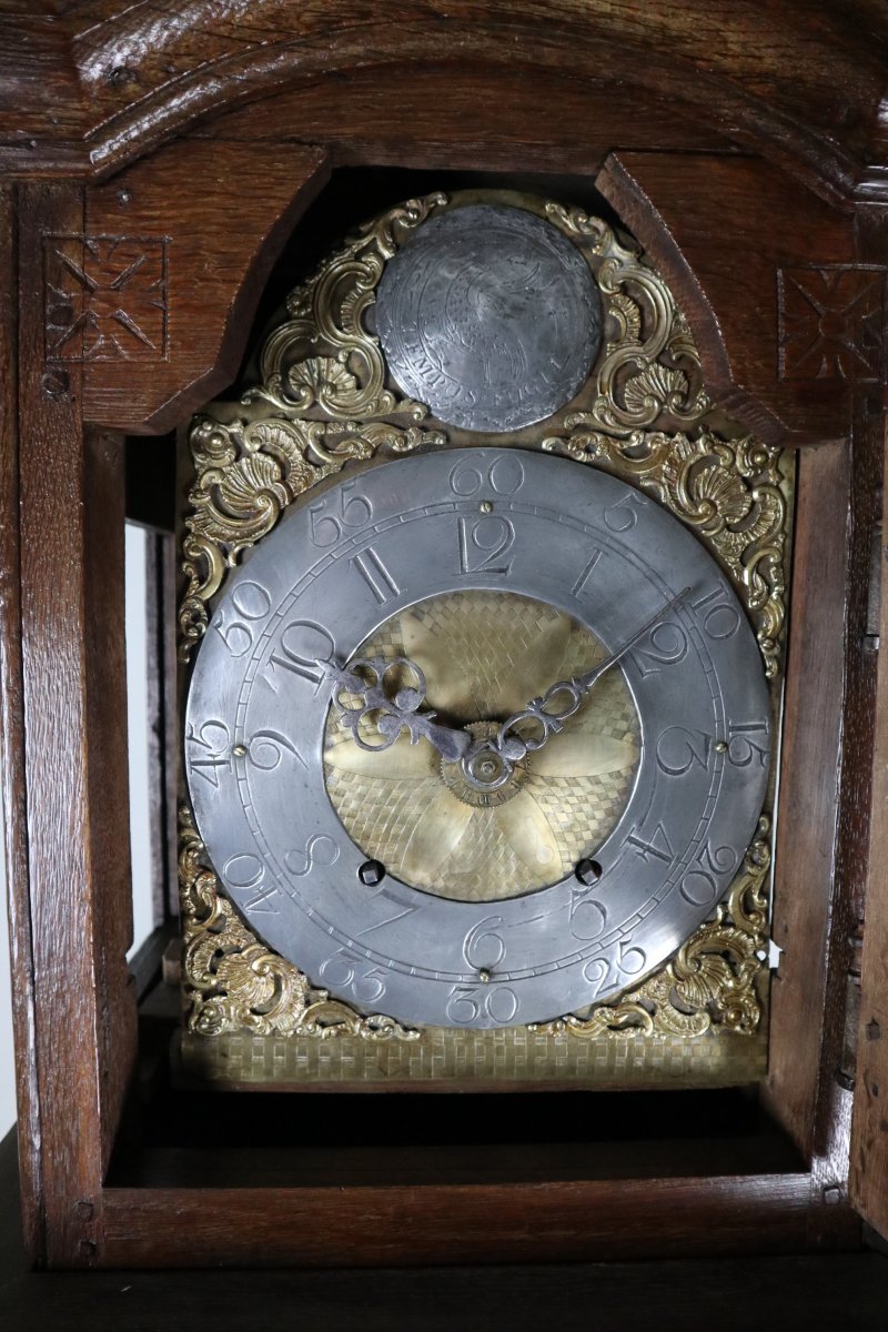 Carved Oak Floor Clock, XVIIIth Movement-photo-2